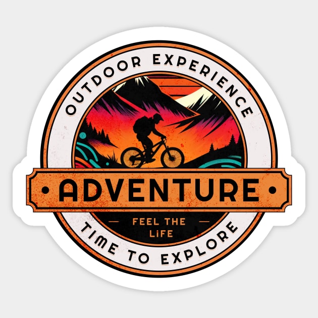 Outdoor Experience Mountain Bike Design Sticker by Miami Neon Designs